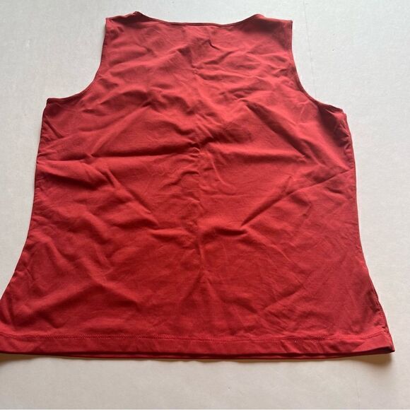Ann Taylor Women's Cute Tank Top Coral Ruched V Neck Size Medium - Picture 7 of 7